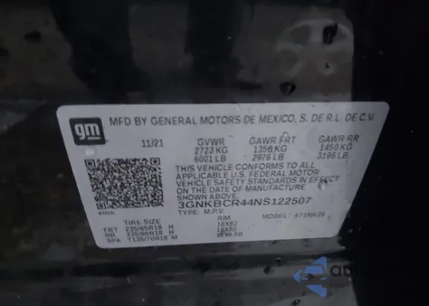 2022 Chevrolet Blazer Fwd 2Lt z USA, uszkodzony, nr VIN 3GNKBCR44NS122507